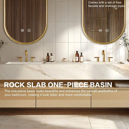 60” - 96” Modern Log Bathroom Vanity with Open Storage Rack