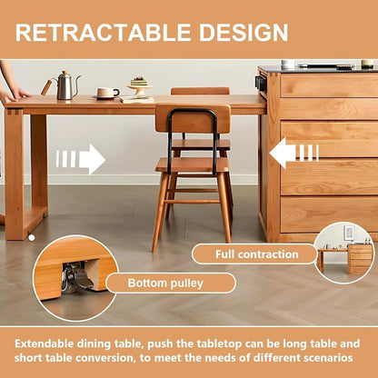 52” - 76” Rustic Log Kitchen Island Includes Slide Rail Socket & Drawers (No Chair)