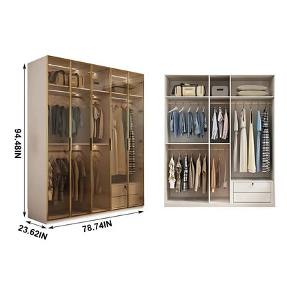 24‘’-94‘’ Modern Wardrobe Includes Transparent and Spacious Storage Space