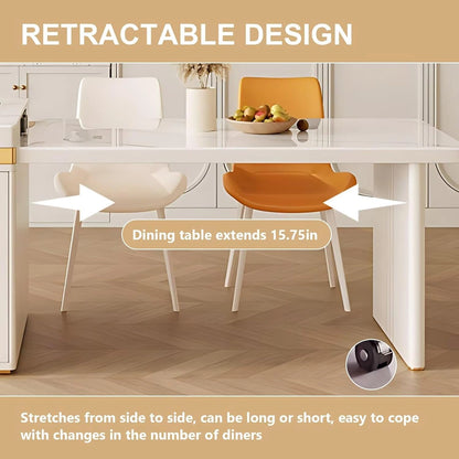 59” - 67” Light Luxury Kitchen Island with Various Storage Spaces & Flexible Socket (No Chair)