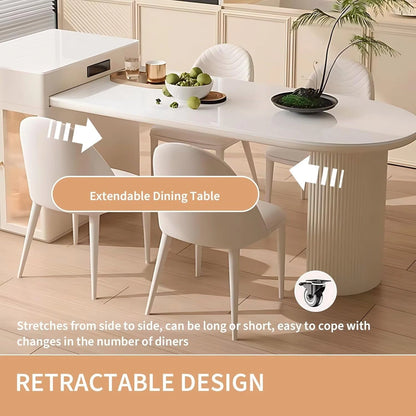 57” – 65” Luxury White Kitchen Island with Storage Includes Glass Door (No Chair)