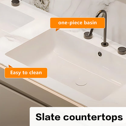 52"- 78" Wall Mounted Double Basin Bath Vanity Set with LED Mirror and Intelligent Sensor Light