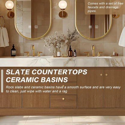 68” - 96” Modern Exquisite Bathroom Vanity with Double Sinks