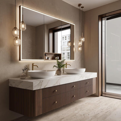 52''-110'' Bathroom Vanity Sinks Set Includes Curved Corners,Spacious Drawers
