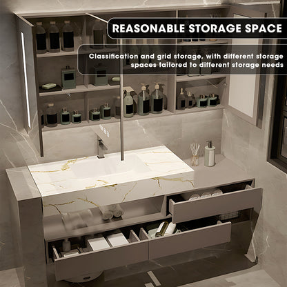 SALE 56" Solid Wood Single Sink Wall Mounted Bath Vanity Set with Defogging Mirror