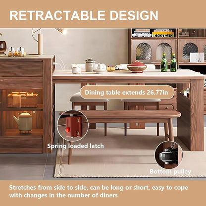 50” - 66” Modern Luxury Kitchen Island Includes Sliding Rail Socket (No Chair)