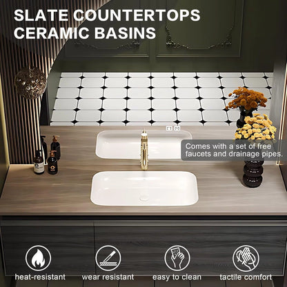 48” - 78” Unique Exquisite Bathroom Vanity Includes Irregular Shape Mirror