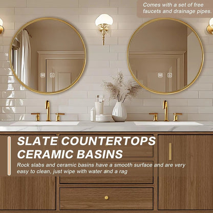 60” - 96” Exquisite Luxury Bathroom Vanity with Smart Defog Mirrors