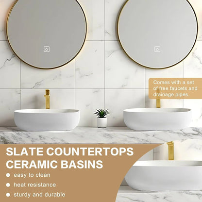 60” - 78” Modern Minimalist Bathroom Vanity Includes Log Style Cabinet