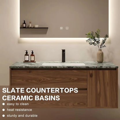 40” - 64” Unique Modern Bathroom Vanity with LED Smart Defogging Mirror