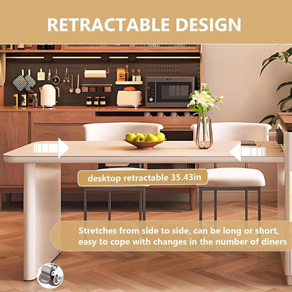 53” - 81” Simple White Kitchen Island Includes Striped Glass Cabinet & Sensor Light (No Chair)