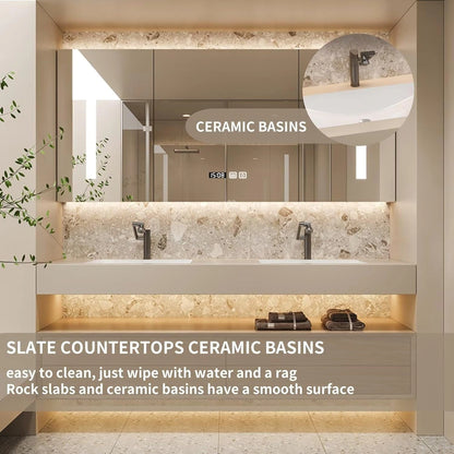 60” - 76” Modern Exquisite Bathroom Vanity Includes Log Cabinet & Modular Combination Design