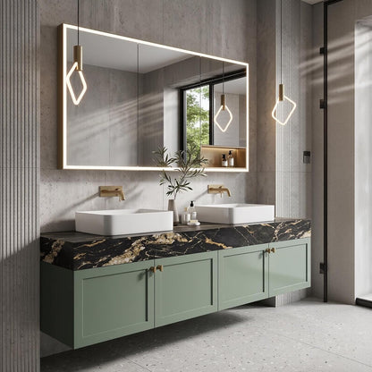 60''-110'' Floating Bathroom Vanity with Sink Includes Sage Green Shaker Front