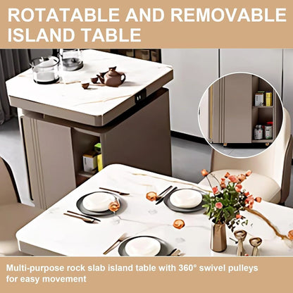 91” - 98” Luxury Flexible Kitchen Island Includes Unique Texture Design & Bottom Pulley (No Chair)