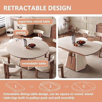 81” - 87” Spacious Natural Kitchen Island Includes Multi-Shape Tabletop (No Chair)