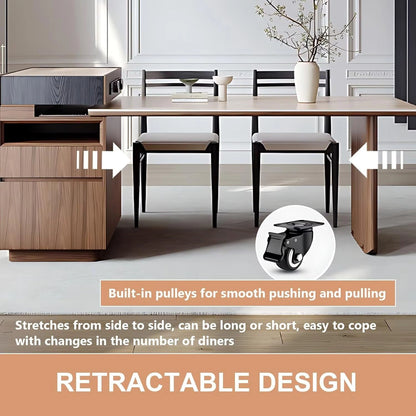 61” – 77” Minimalist Kitchen Island Includes Sliding Rail Socket & Several Drawers (No Chair)