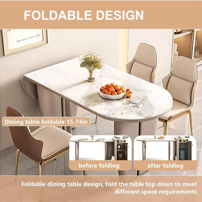 84” - 92” Practical Beige Kitchen Island Includes Wheels & Folding Table (No Chair)