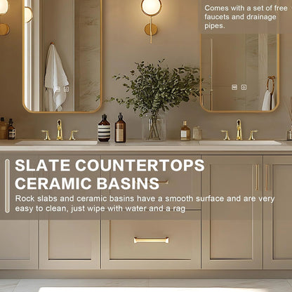 68” - 96” Light Luxury Bathroom Vanity Includes Rectangle Mirror