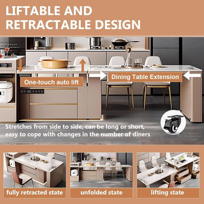 77” - 85” Elegant Practical Kitchen Island Includes Lifting Table (No Chair)