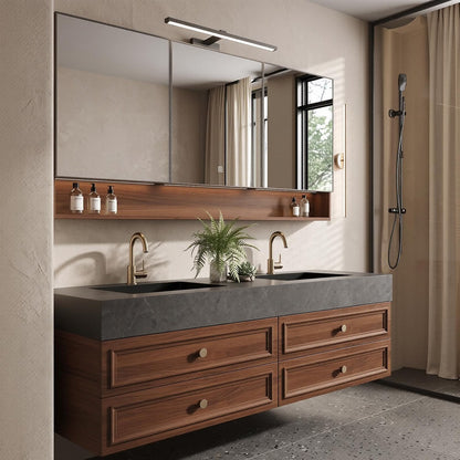 52‘’-110‘’ Double Sinks Bathroom Vanity Includes Carved Frame Design