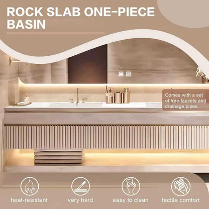 60'' Luxurious Bathroom Vanity with Sinks&Open Storage Rack