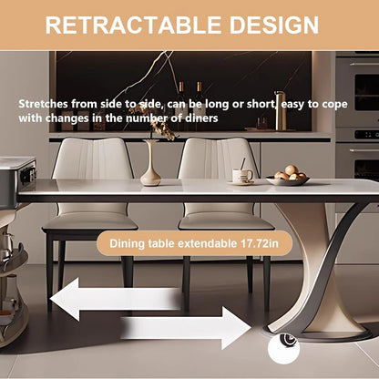 73” - 86” Unique Practical Kitchen Island with Extendable Dining Table Includes Open Shelf (No Chair)