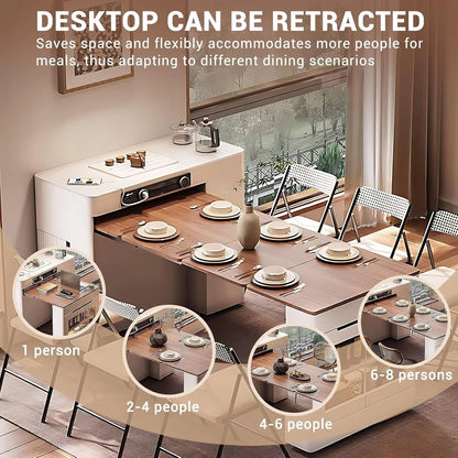 81” Practical Flexible Kitchen Island Includes Wood Style Desktop (No Chair)