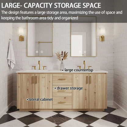 64” - 92” Floor-Standing Bathroom Vanity with Dual Smart Anti Fog Mirror