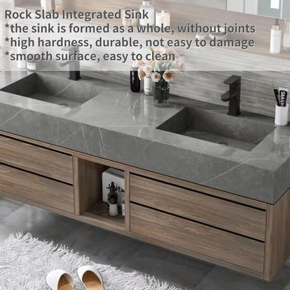 60” - 78” Light Luxury Bathroom Vanity with Hidden Handles and Double Sinks