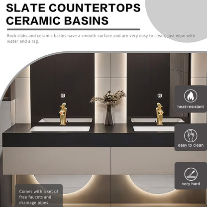 36''-52'' Wall Mount With LED Light And Oval Mirror And Countertop With Single Sink