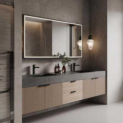64''-110'' Vintage Bathroom Vanity with Double Sink Includes Grey Sintered Stone