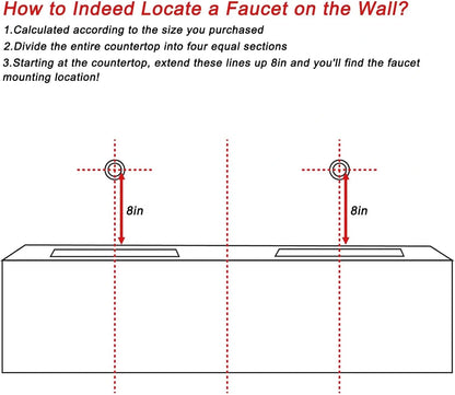 60” - 96” Wall-Mounted Bathroom Vanities with Integrated Double Sinks
