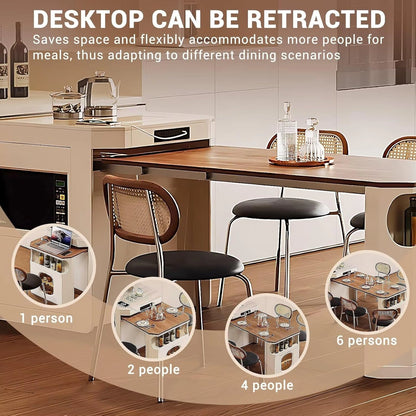 81” White Kitchen Island Includes Solid Wood Tabletop and Slate Countertop (No Chair)