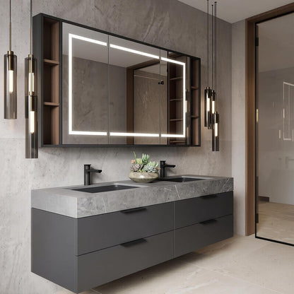 52''-110'' Simple Bathroom Vanity with Sinks Set Includes Matte Dark Grey Finish