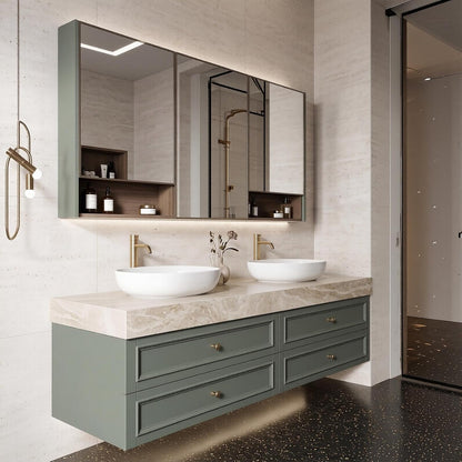 52''-110'' Wall-Mounted Bathroom Vanity with Double Sink Includes  Farmhouse Cabinet