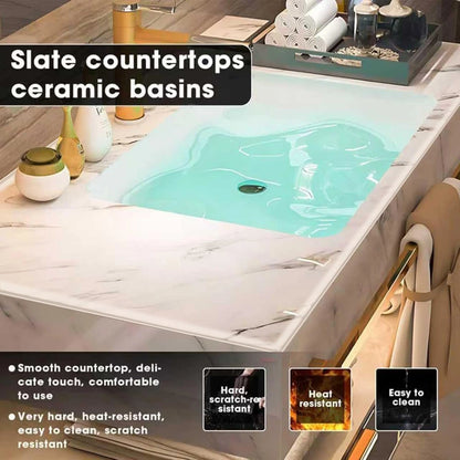 60” - 78” Luxurious Bathroom Vanity Modern Cabinet with Towel Hanging