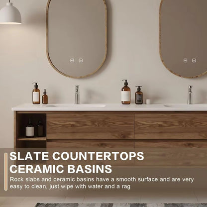 60” - 84” Exquisite Bathroom Vanity with Irregular Smart Defogging Mirror