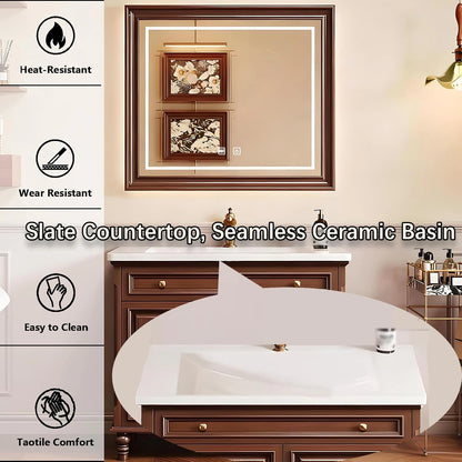 40” – 48” French Vintage Bathroom Vanities with Mirror Lighting Function