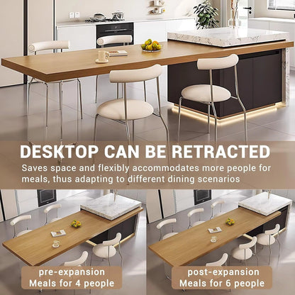 86” - 102” Minimalist Kitchen Island Includes T-Shaped Transparent Table Legs (No Chair)