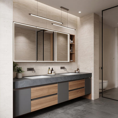 52‘’-110‘’ Floating Bathroom Vanity Sinks Set Includes Color-Blocked Cabinet Design