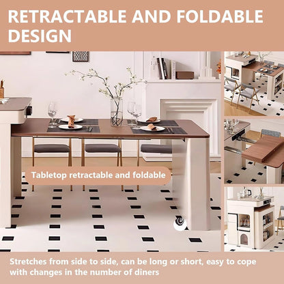 91” French Exquisite Kitchen Island Includes Open Shelf & Glass Door (No Chair)