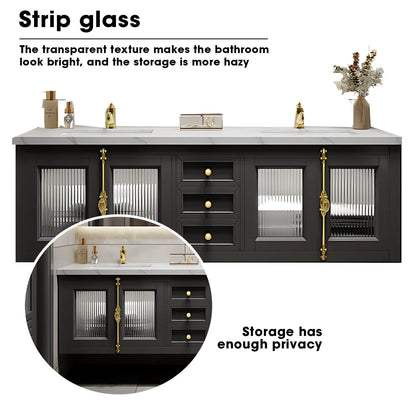 56"- 78" High-end Double Sink Bathroom Vanity with Sense of Atmosphere Defogging Mirror