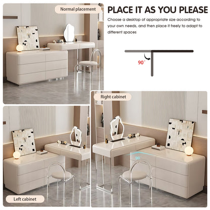 Luxury Minimalist Makeup Vanity with 8 Drawers - Elegant Beauty Hub