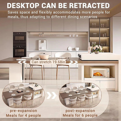 94” - 102” Cozy Practical Kitchen Island Includes White Simple Style&Open Storage Compartment (No Chair)