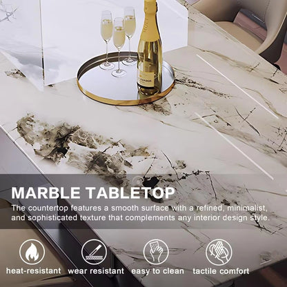 55” - 71” Light Luxury Dining Table with Smooth Ink Wash Texture (No Chair)