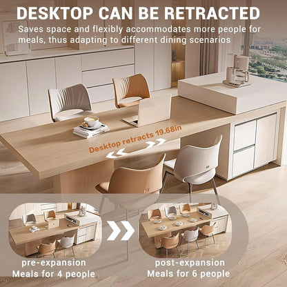 90” - 98” Solid Wood Simple Kitchen Island with Large Storage Capacity (No Chair)