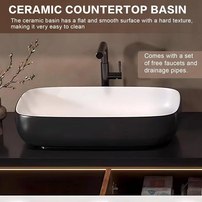 48” - 68” Brown Modern Bathroom Vanity Includes Above Counter Sink & Irregular Mirror
