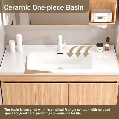 40” - 64” Minimalist Bathroom Vanity Includes Triple Drawers