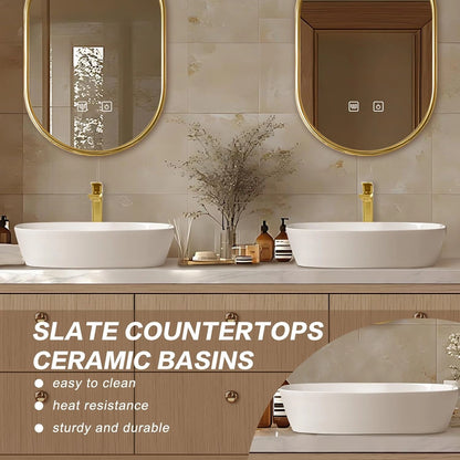 60” - 96” Floor Standing Bathroom Vanity Includes Large Countertop Rock Slabs