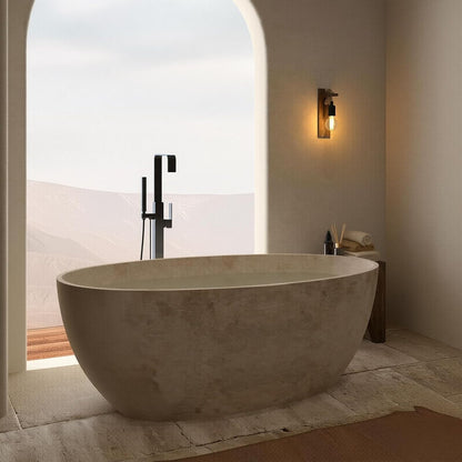 59''-67'' Freestanding Bathtubs with Natural Beige Finish & Oval Silhouette